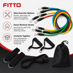 72 Pieces Resistance Bands Set, 11-Piece Home Workout Kit with Handles, Ankle Straps, Door Anchor and Storage Bag