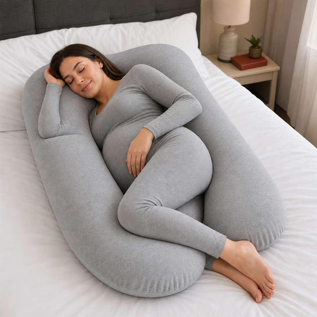 48 Pieces Grey U-Shaped Maternity Full Body Support Pillow, 1 Piece, 50 x 40 x 20 cm