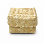 96 Pieces Handwoven Bamboo Square Storage Box with Lid, Natural Finish, 11 x 11 x 7 cm
