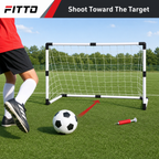 48 Pieces Portable Football Goal Set, 138 x 82 cm, with Ball and Pump