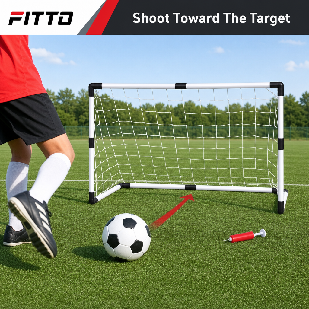48 Pieces Portable Football Goal Set, 138 x 82 cm, with Ball and Pump