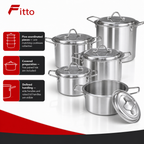 48 Pieces Stainless Steel Casserole Pot Set with Lids, Medium Size, Set of 5, Silver