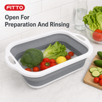 96 Pieces White and Grey 3-in-1 Collapsible Cutting Boards and Washing Basket, 1 Piece, 42 x 32 cm