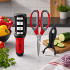 96 Pieces Kitchen Tool Set with Scissors, Knife Sharpener and Peeler, 3 Pieces