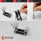 96 Pieces Folding Hex Key Sets, Allen Wrench Set with 8 Sizes, 1.5–6 mm, 9 cm Folded, Black and Silver