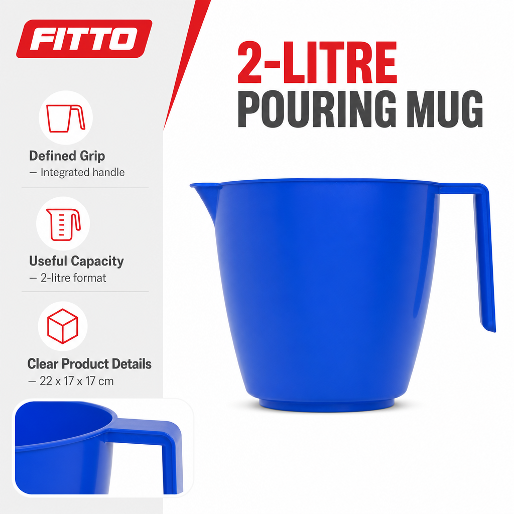 144 Pieces Plastic Pouring Mug with Handle, 2 Litre, Blue