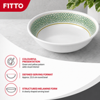 96 Pieces Melamine Salad Bowl, 9 Inch, White with Green and Yellow Pattern, Round Tablewares for Serving