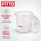 96 Pieces Transparent Plastic Bucket with Lid and Carry Handle, 7 Litre