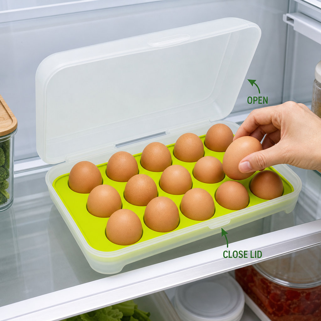 120 Pieces Egg Storage Tray with Lid, 15-Egg Plastic Organizer, Green or Orange