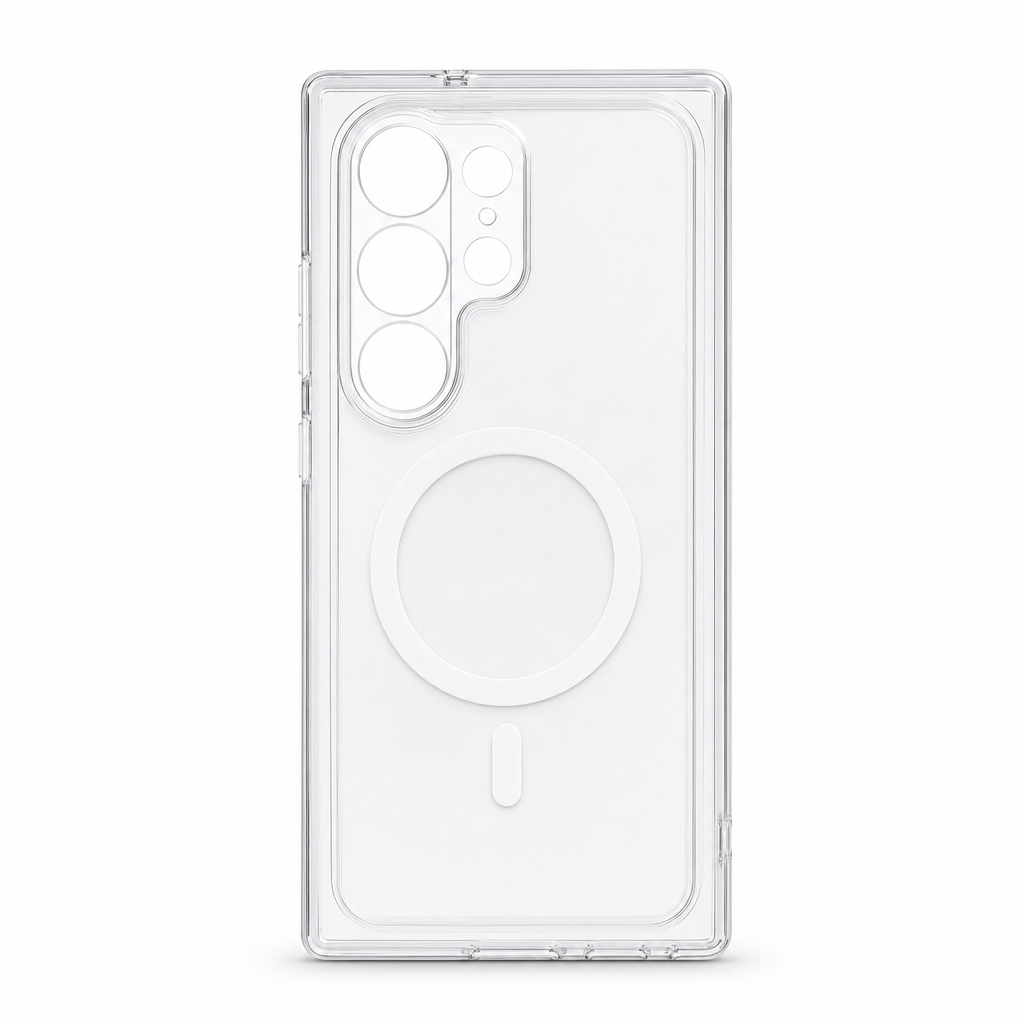 96 Pieces Crystal Clear Magnetic Phone Cases with Ring for Wireless Charging and Raised Camera Protection for A55