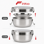 96 Pieces Stainless Steel Lunch Box with Plate, Round 9.7 cm Food Storage Containers