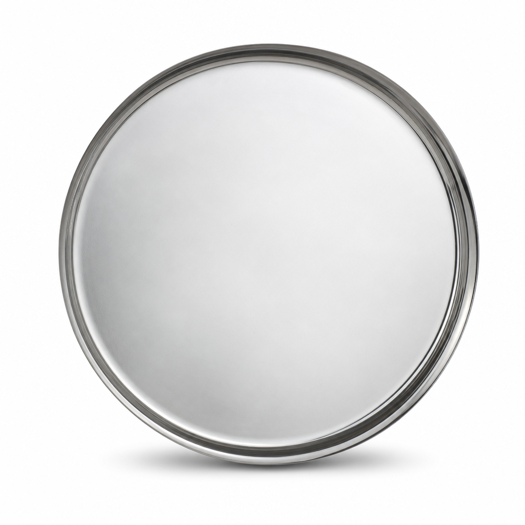 96 Pieces Stainless Steel Serving Trays, Round 26 cm, Reflective Finish