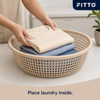 96 Pieces Round Plastic Laundry Basket, Beige, 45 x 45 x 16 cm, 1 Piece