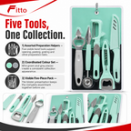 120 Pieces Multi-Purpose Kitchen Tool Set, 5-Piece Mint Green and Grey Cooking Utensil Collection