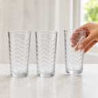 96 Pieces Wavy Glass Tumbler Set, 210 ml, 3 Pieces