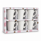 96 Pieces Ceramic Cup and Mug Set, White, 6 Pieces with Decorative Handles for Tea and Coffee Serving