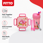 96 Pieces Lunch Box Set with 500 ml Bottle and Cutlery, Assorted Colour Square Plastic Food Container Set