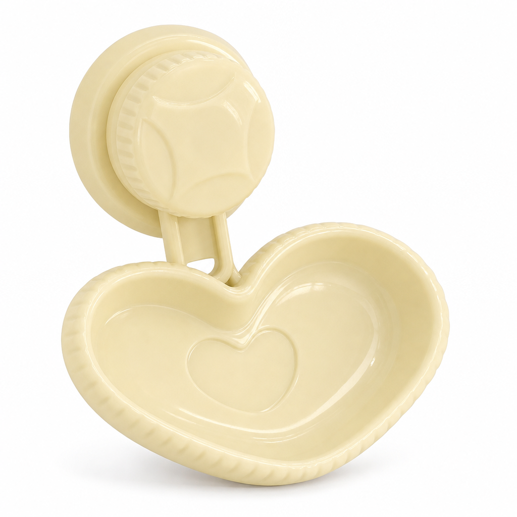 144 Pieces Heart-Shaped Soap Dish with Suction Hook, Off-White, 1 Piece