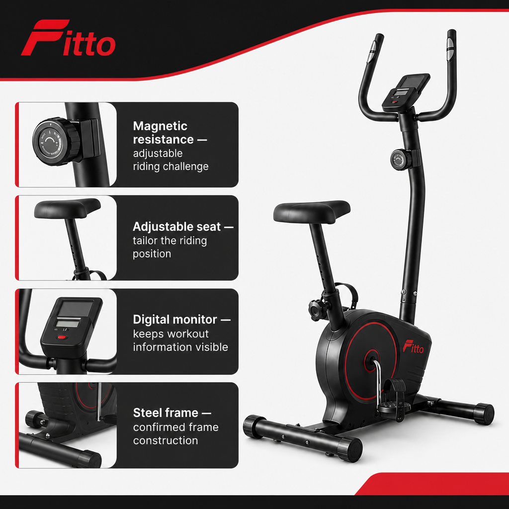 48 Pieces Upright Exercise Bikes with Magnetic Resistance, Steel Frame, Adjustable Seat and Digital Monitor for Indoor Cardio Workouts