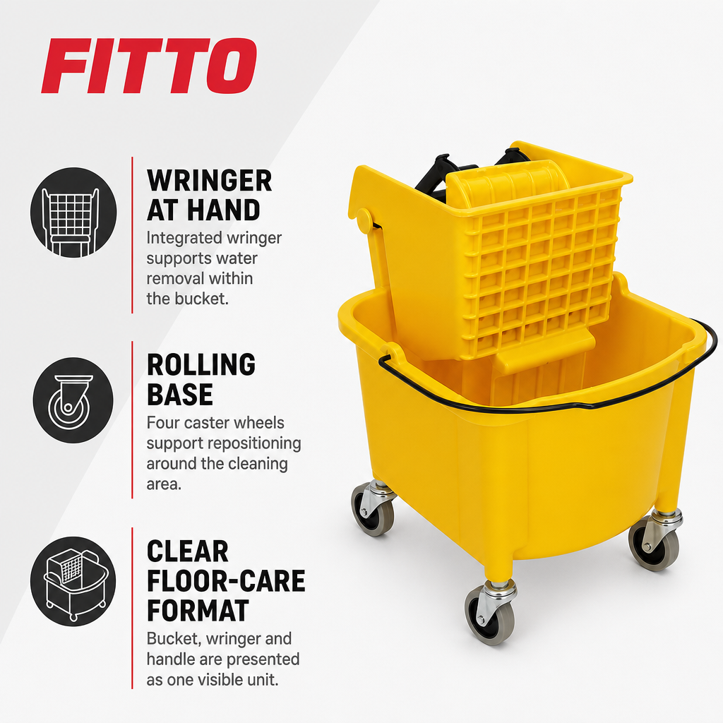 48 Pieces Commercial Mop Bucket with Wringer and Caster Wheels, Yellow