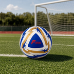 60 Pieces Size 5 Football, Gold and Blue Design, Single Ball for Practice and Match Play