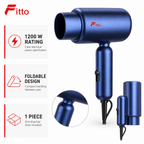 96 Pieces Blue 1200 W Foldable Hair Dryers, 1 Piece