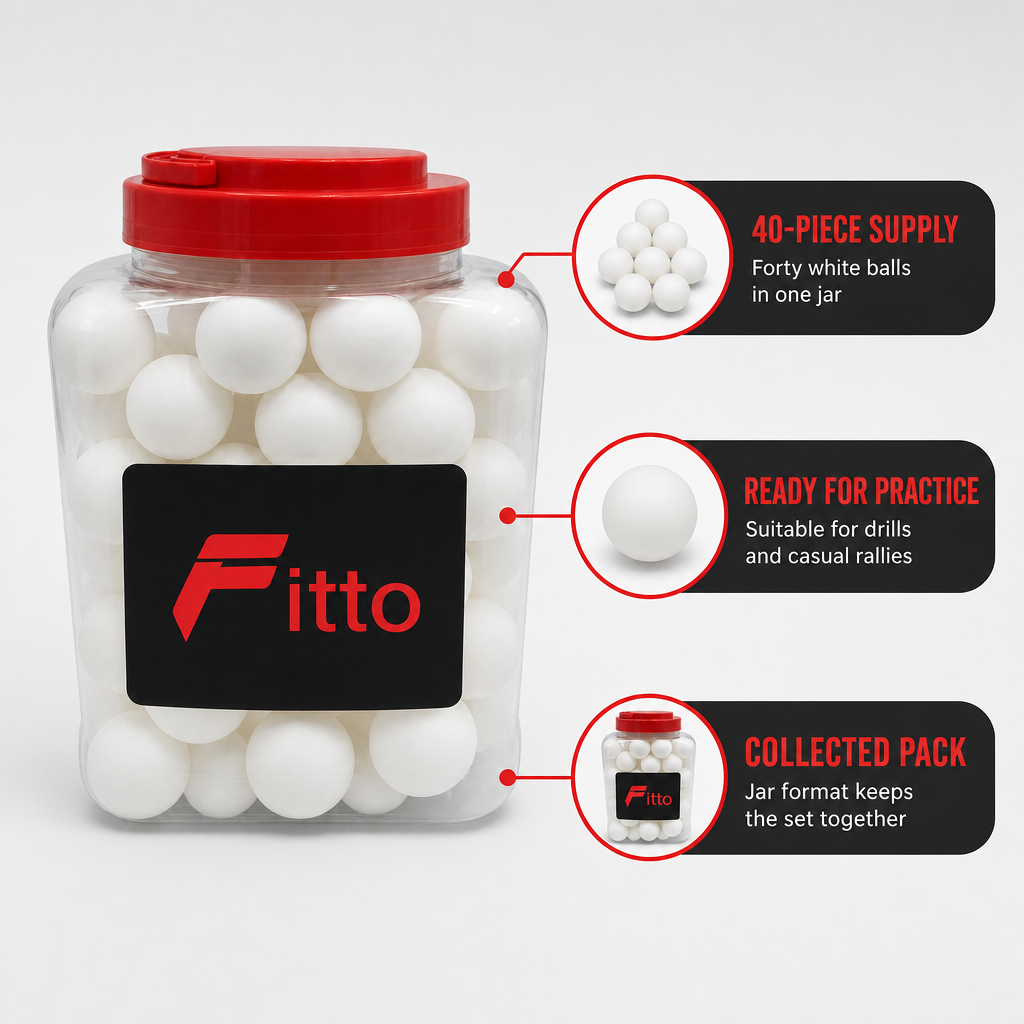 72 Pieces Table Tennis Balls, White, 40-Piece Jar