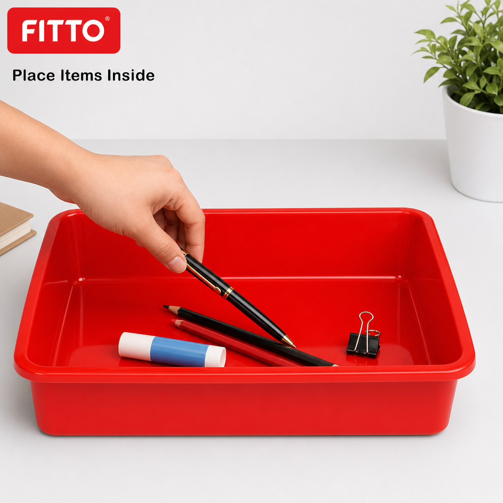 96 Pieces Rectangular Plastic Utility Trays, 41 x 31 x 8 cm, Single Tray, Assorted Colour