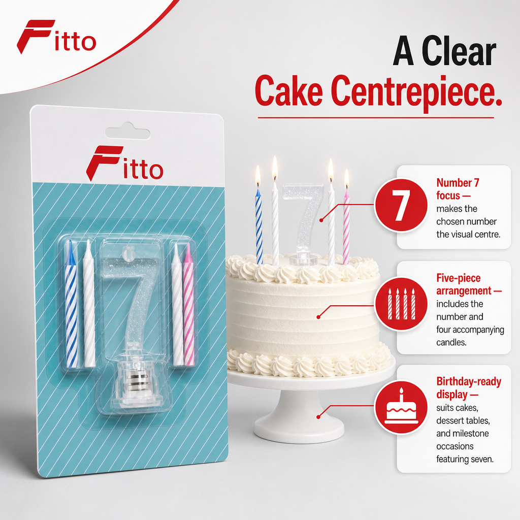 144 Pieces LED Happy Birthday Number 7 Cake Candle Set with Four Candles, 9 cm