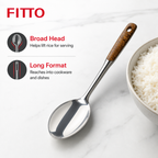 120 Pieces Rice Spoon, Stainless Steel Serving Utensil with Wood-Look Handle, 28 cm, Single Piece