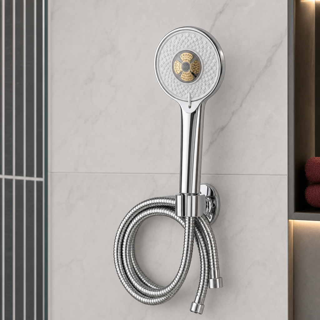96 Pieces Silver Handheld Shower Head Set with Hose and Bracket, Round Shower Spray Fixture, 1 Set