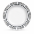 144 Pieces Soup Plate, 7 Inch, Grey With Geometric Border, Single Piece