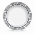 144 Pieces Soup Plate, 7 Inch, Grey With Geometric Border, Single Piece