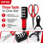 96 Pieces Kitchen Tool Set with Scissors, Knife Sharpener and Peeler, 3 Pieces