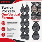 96 Pieces Wall-Mounted Hanging Organizer with 12 Storage Pockets, Black and Clear, 145.1 cm, 1 Piece