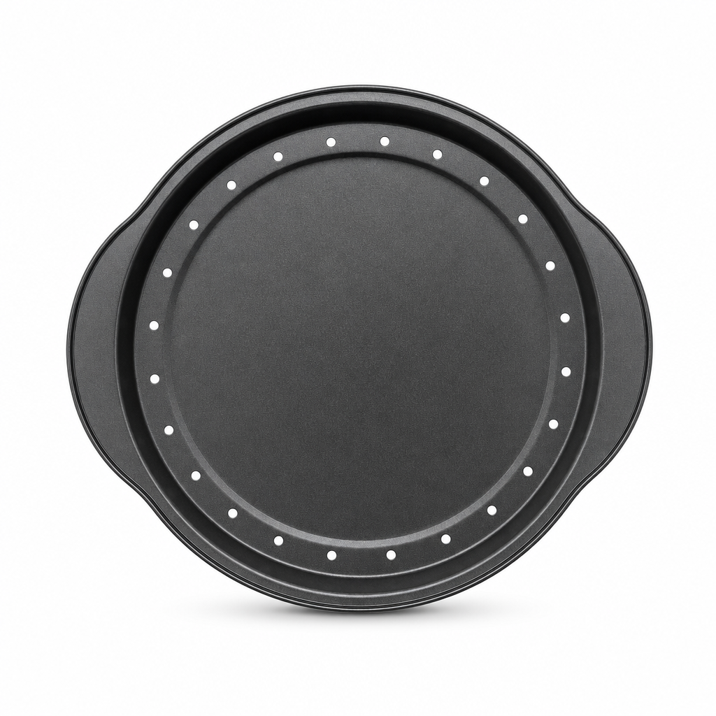 96 Pieces Carbon Steel Non-Stick Round Baking Mold with Side Handles, 37 × 33 cm, Black, 1 Piece