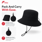 96 Pieces Packable Bucket Hat with Carry Pouch, Black, 1 Piece