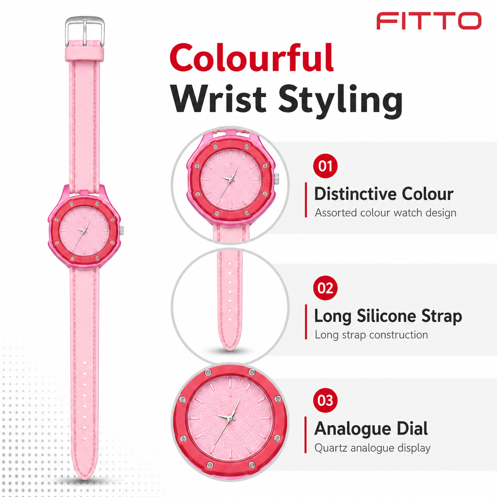 96 Pieces Assorted Colour Long Silicone Strap Quartz Analogue Wrist Watches, 1 Piece