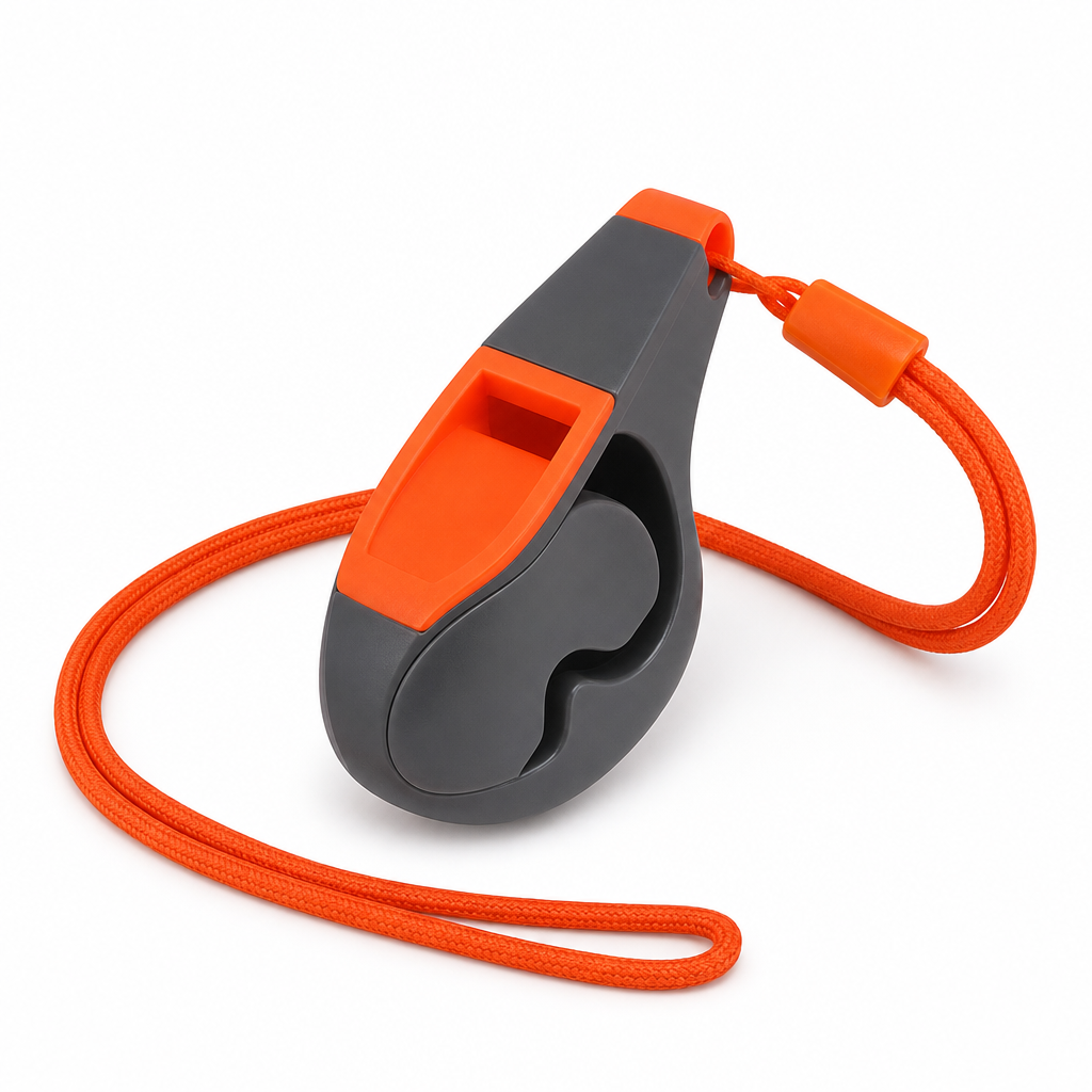 96 Pieces Sports Whistles, Pealess Finger-Grip Design with Lanyard, Orange and Grey, 1 Piece