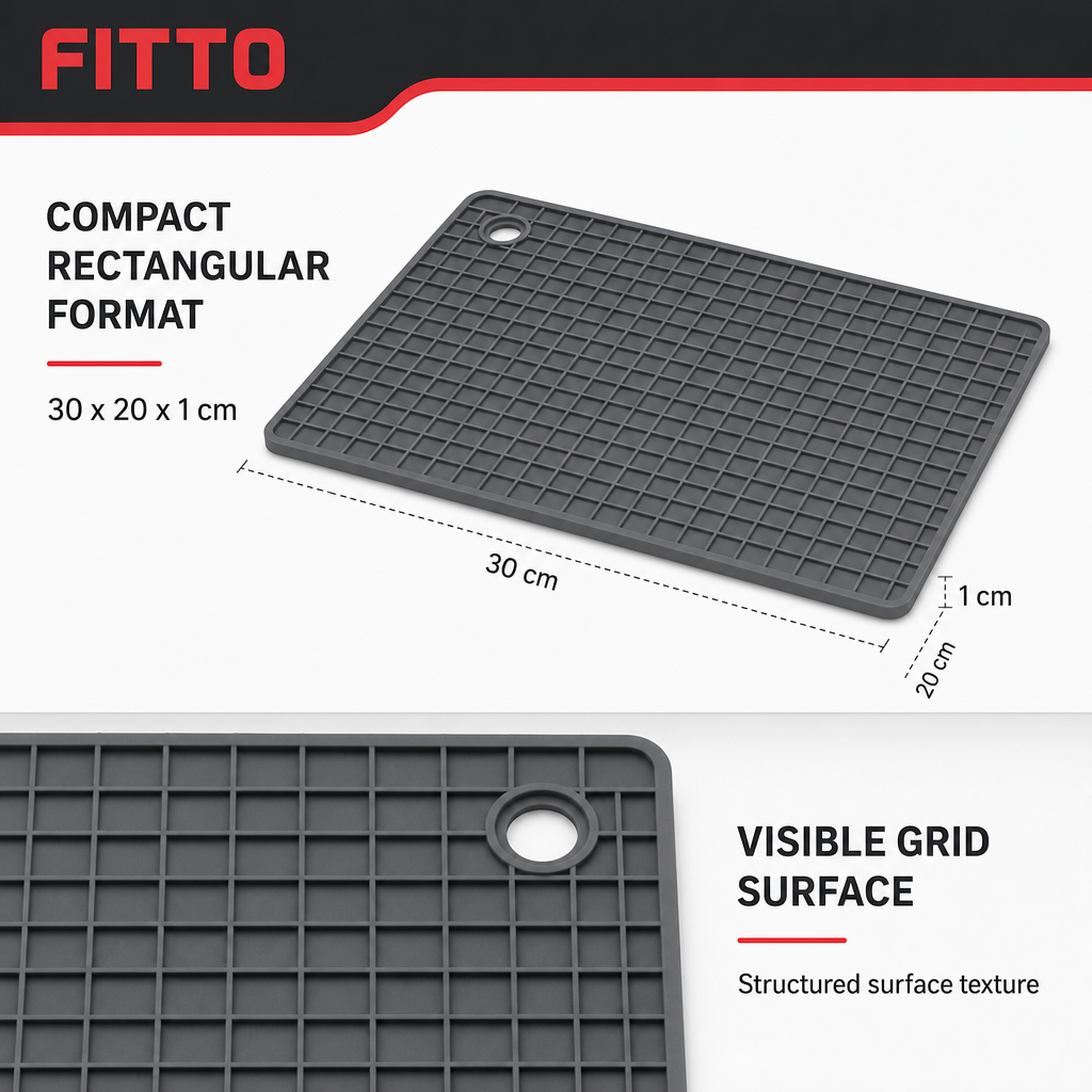 96 Pieces Rectangular Silicone Mats, Dark Grey Grid Surface, 30 x 20 x 1 cm, 1 Piece