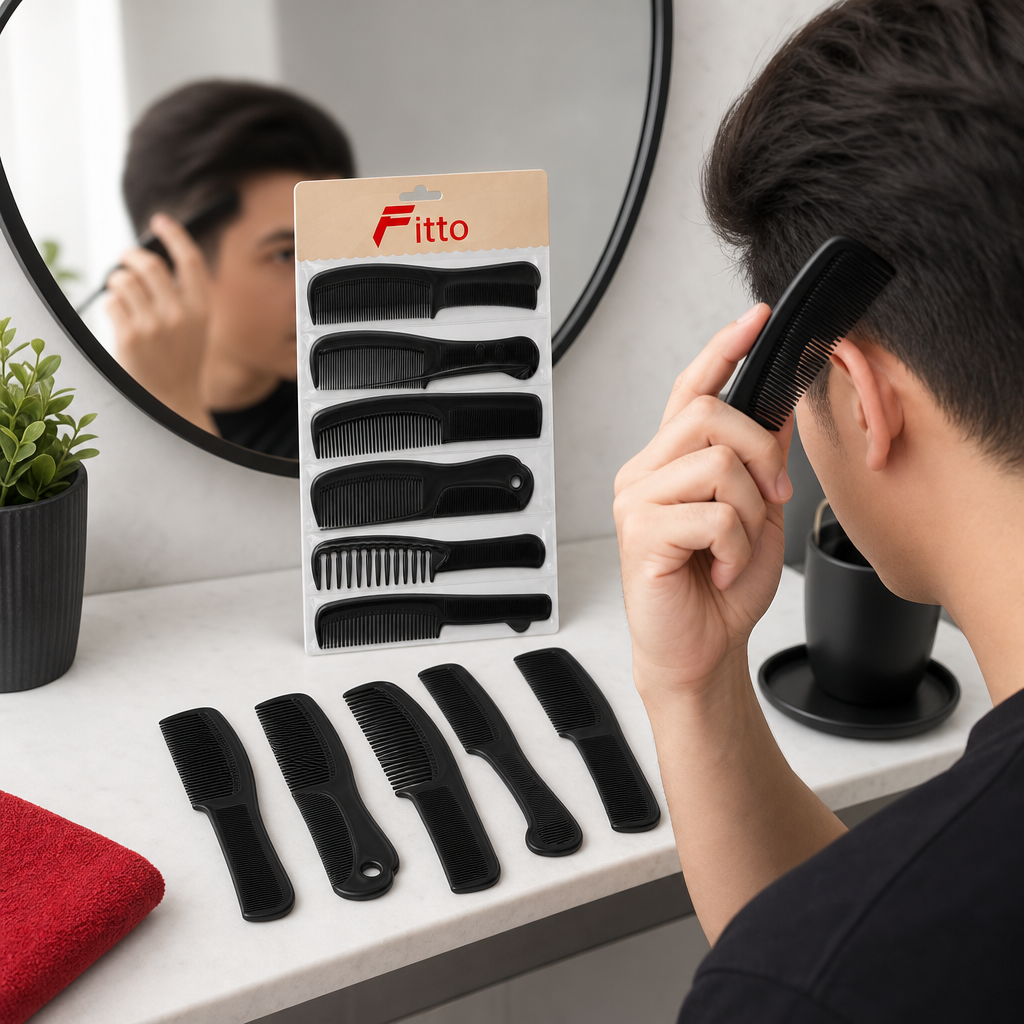 96 Pieces Hair Combs Set, 6 Pieces, Black Assorted Styling Combs for Grooming and Daily Haircare