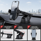 96 Pieces Automatic Car Phone Holder with Telescopic Suction Mount and 360 Degree Rotation