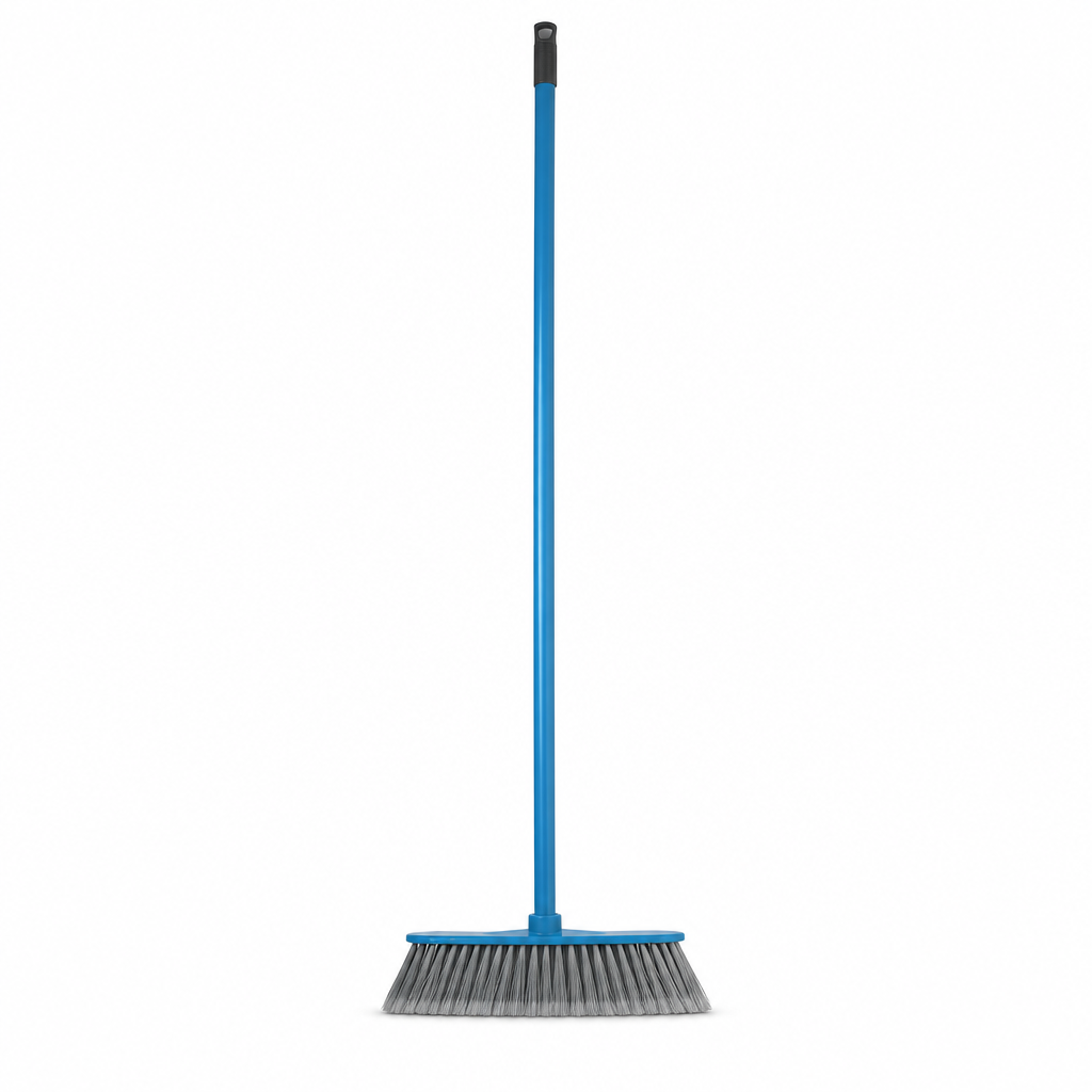 96 Pieces Angle Broom with Iron Handle, 120 cm Long Reach Floor Sweeper, 30 cm Wide Head, Assorted Colour
