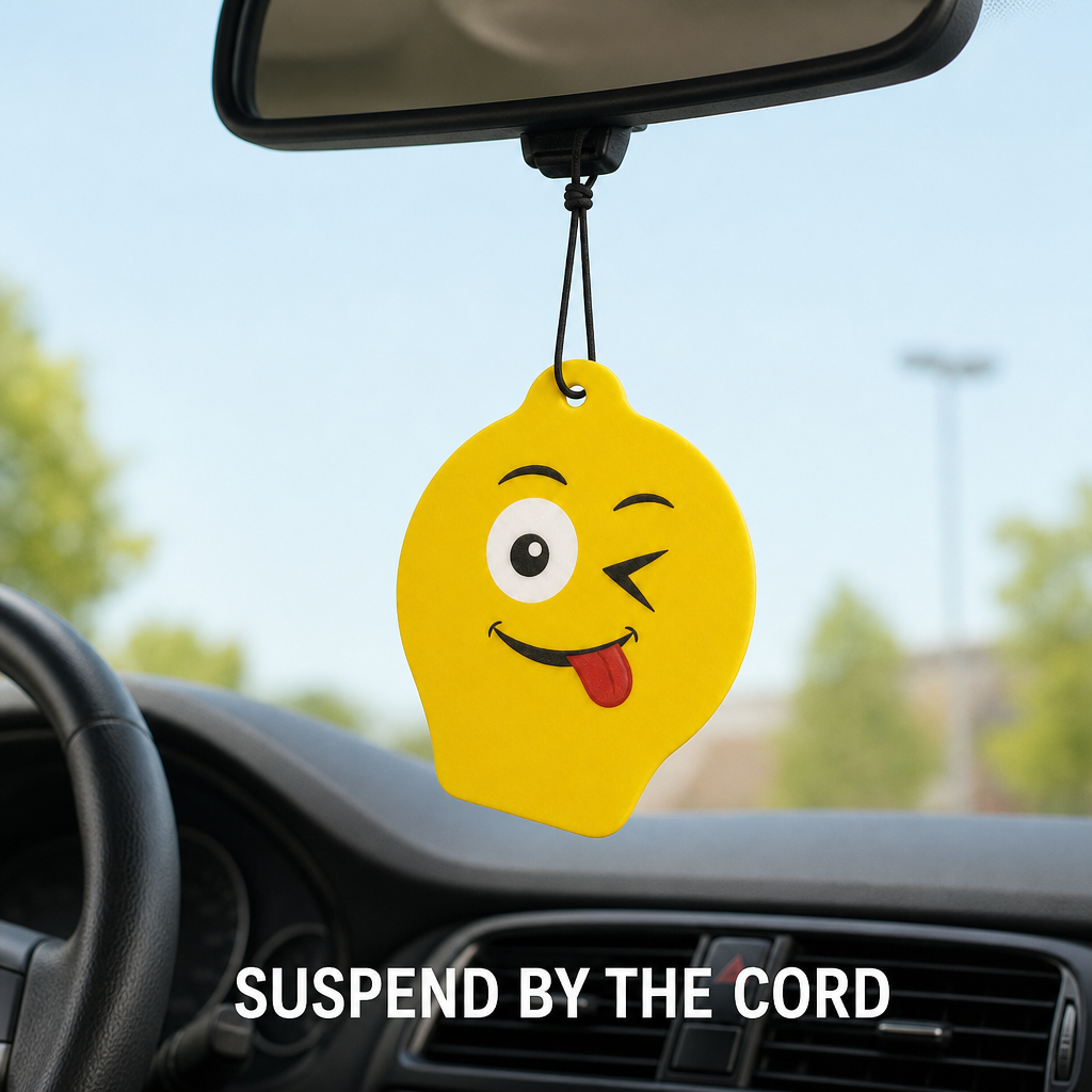 144 Pieces Hanging Card Air Freshener, Lemon Scent, Yellow Emoji Design, 1 Piece