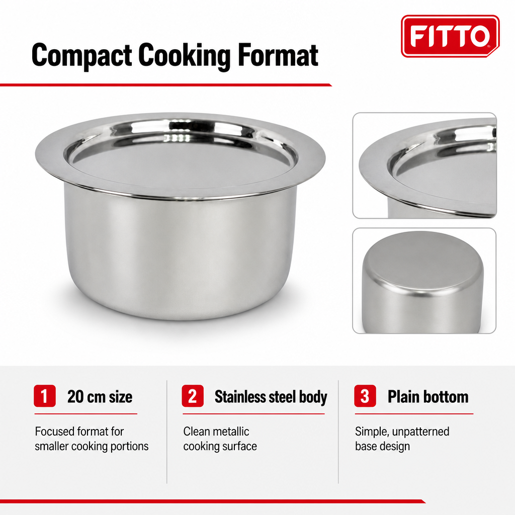 72 Pieces Stainless Steel Cooking Pan with Plain Bottom, 20 cm