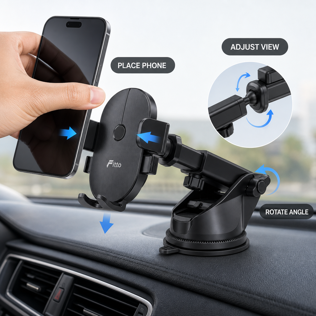 96 Pieces Automatic Car Phone Holder with Telescopic Suction Mount and 360 Degree Rotation