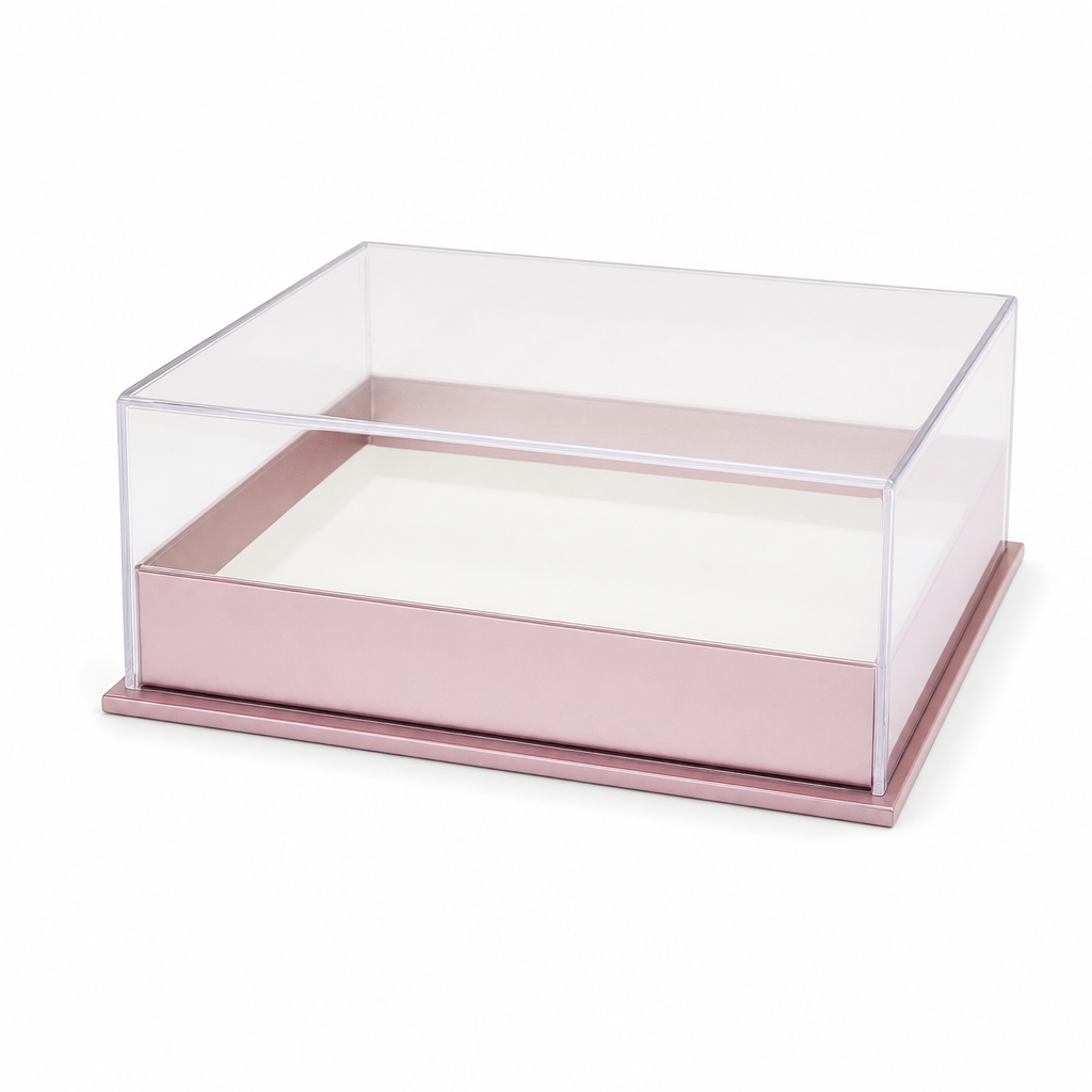 96 Pieces Acrylic Presentation Box, Pink And Clear Rectangular, 18 × 13.5 × 7.5 cm, 1 Piece