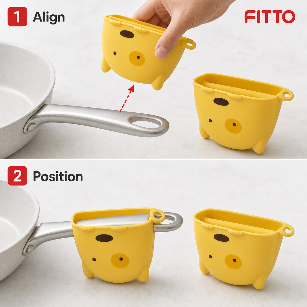120 Pieces Yellow Silicone Pot Handle Clips, Animal Design, 2-Piece Set for Cookware Handles