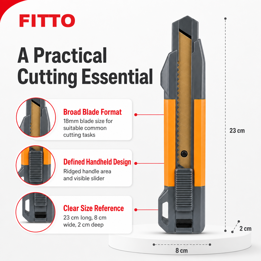 96 Pieces Utility Cutter with Titanium Blade, 18mm, Grey and Orange