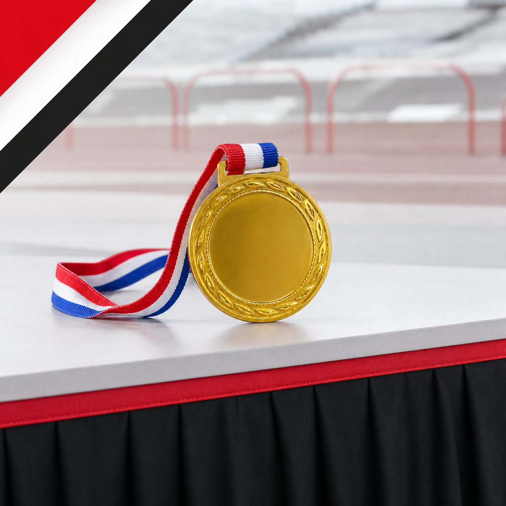144 Pieces Plain Sports Medal with Red White and Blue Ribbon, Gold, 10 x 8 x 1 cm